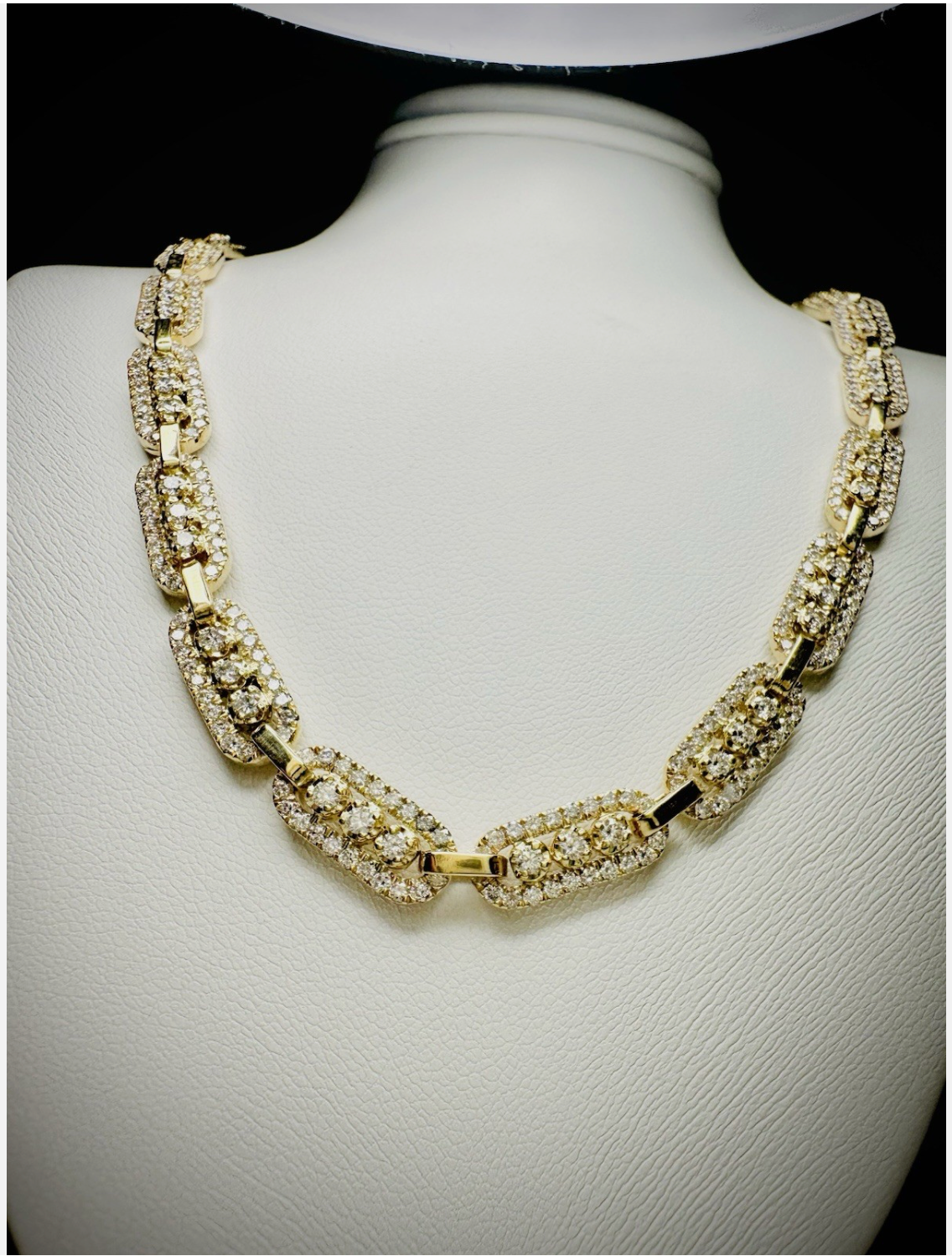 Necklace, Oval Link Filled With Diamonds.