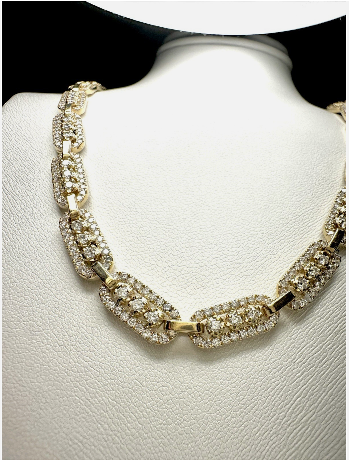 Necklace, Oval Link Filled With Diamonds.
