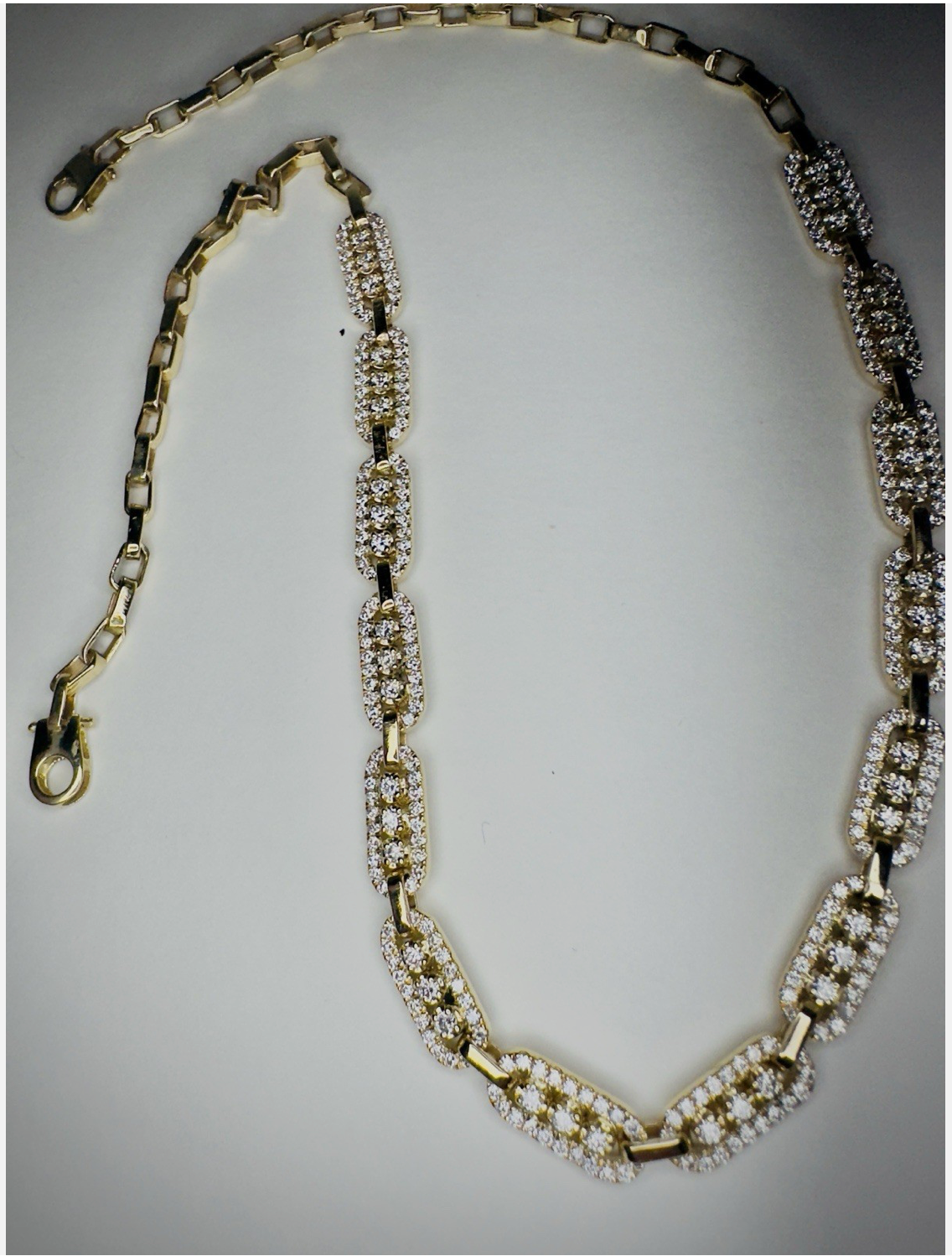 Necklace, Oval Link Filled With Diamonds.