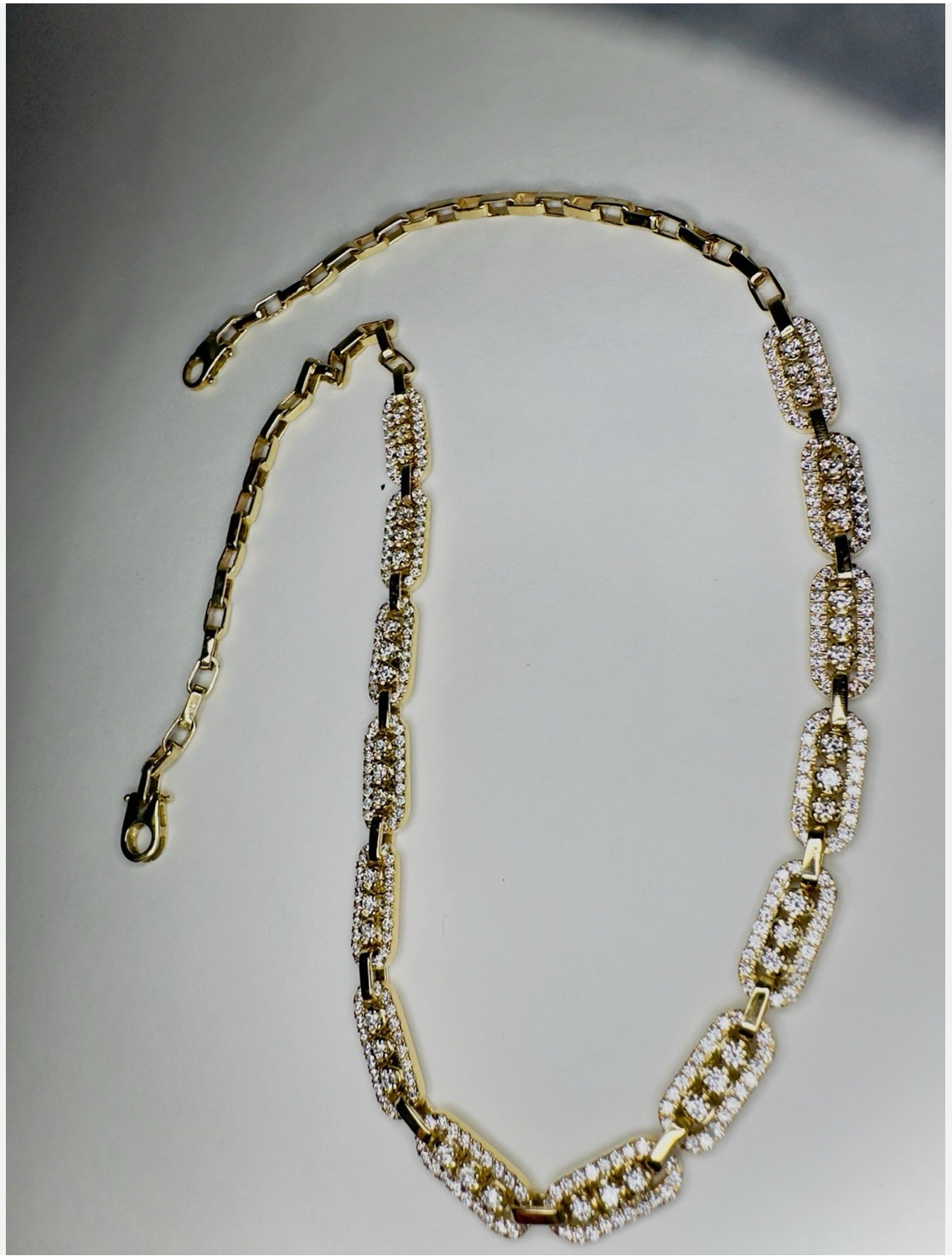 Necklace, Oval Link Filled With Diamonds.
