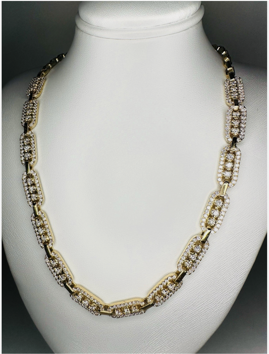 Necklace, Oval Link Filled With Diamonds.